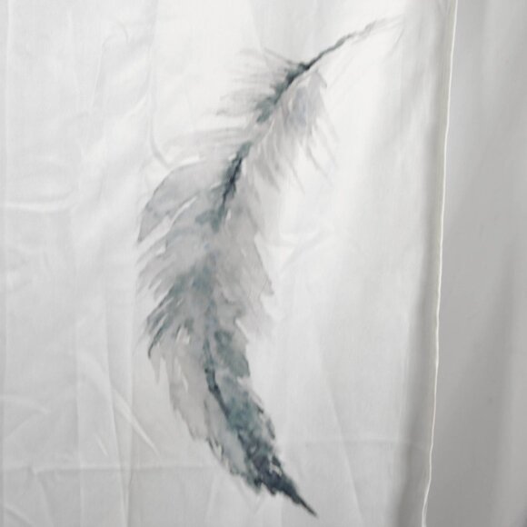 White Blue Gray Feather Drapes Set of 2 Curtain Panels - Picture 6 of 13